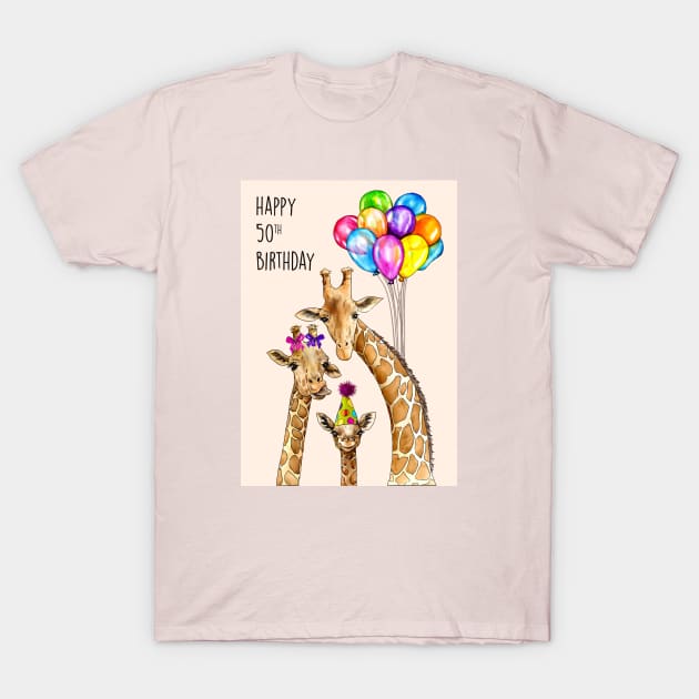 Giraffe 50th birthday T-Shirt by Poppy and Mabel